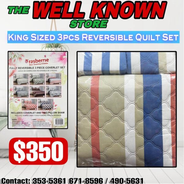 King size Reversible 3pc Quilt set Rasberrie - Image 3