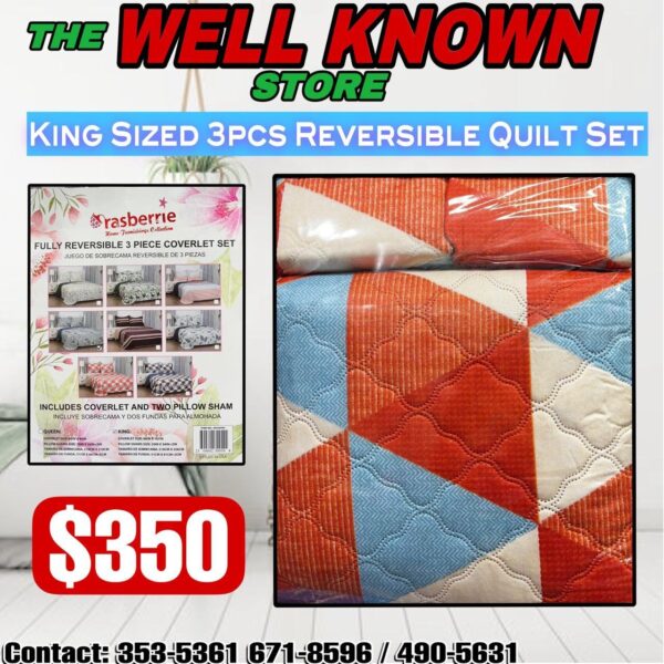 King size Reversible 3pc Quilt set Rasberrie - Image 8