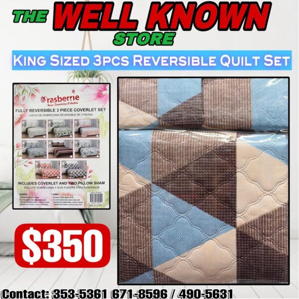 King size Reversible 3pc Quilt set Rasberrie - Image 7