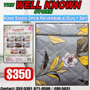King size Reversible 3pc Quilt set Rasberrie
