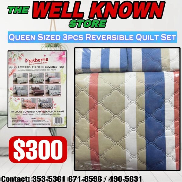 Rasberrie Reversible 3pcs Quilt Set - Image 3