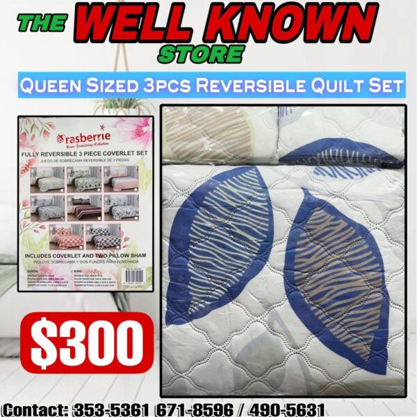 Rasberrie Reversible 3pcs Quilt Set - Image 2