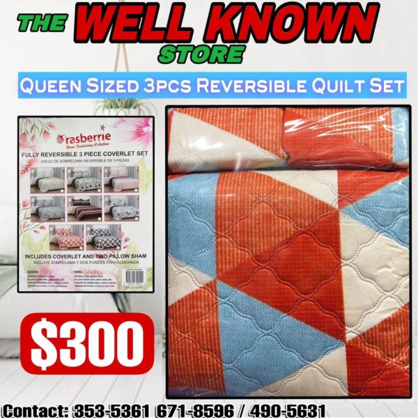 Rasberrie Reversible 3pcs Quilt Set - Image 7