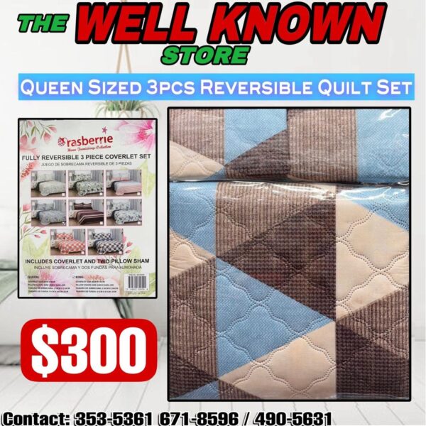 Rasberrie Reversible 3pcs Quilt Set - Image 5