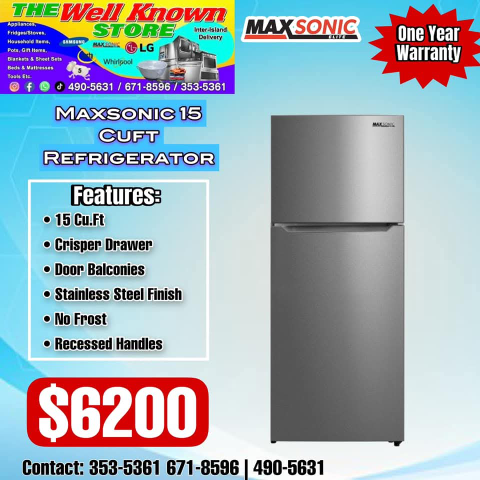 Maxsonic 15CuFt Refrigerator