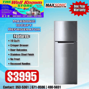 Maxsonic 10CuFt Refrigerator