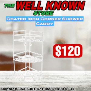 Corner shower caddy coated iron white
