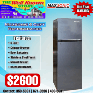 Maxsonic 6CuFt Refrigerator