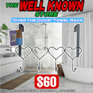 Over the door Heart Towel rack