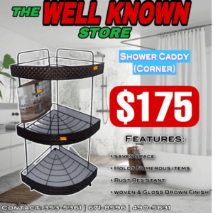 Brown corner shower caddy