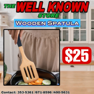Wooden spatula LG w black handle