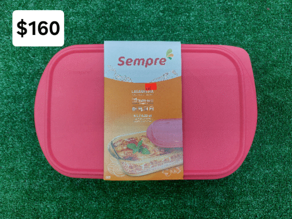 Sempre rectangular glass bowl 4ltr with cover