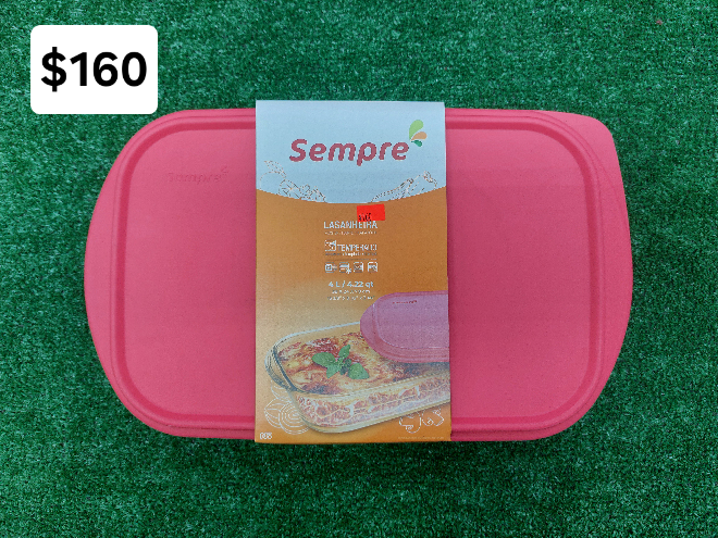 Sempre rectangular glass bowl 4ltr with cover