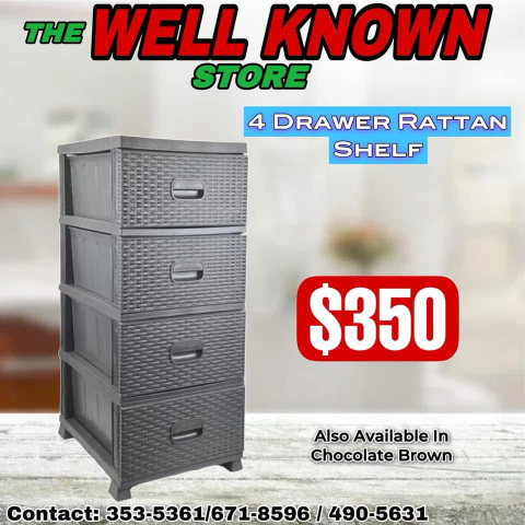 4 Drawer Plastic rattan shelf