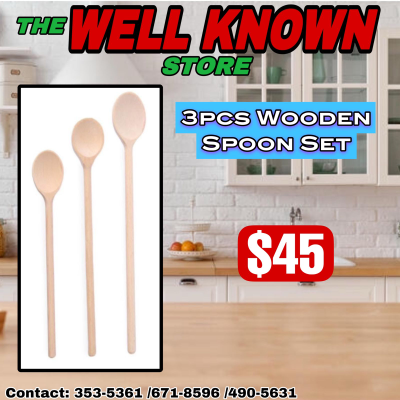 HANDY HELPERS 3pcs Wooden Spoon Set