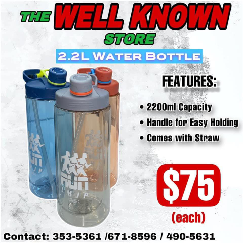 2.2 Ltr. Plastic Water Bottle With Straw