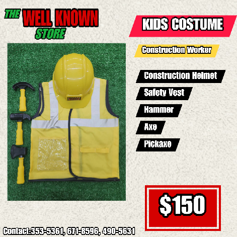 Kids Cosplay Construction Worker Yellow