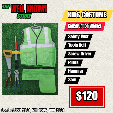 Kids Cosplay Construction Worker Green