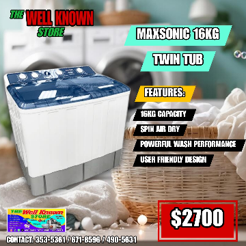 16kg MAX-TRW16BL MaxSonic Twin Tub