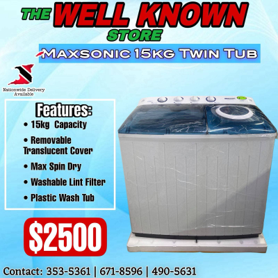 MaxSonic 15KG Twin Tub MAX-TT15B