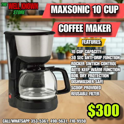 MaxSonic 10Cup Coffee Maker MAX-CM1000