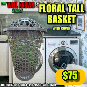Tall Floral Laundry Basket With Cover
