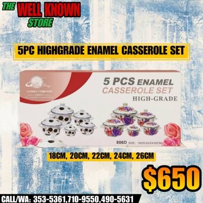 HighGrade 5PC Enamel Casserole Set