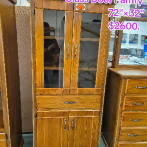 003 Teak Front Pantry Glass Door