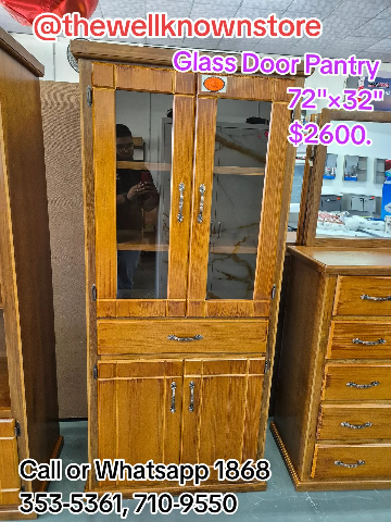 003 Teak Front Pantry Glass Door
